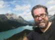 Author posting in front of Peyto Lake along the Icefields parkway.